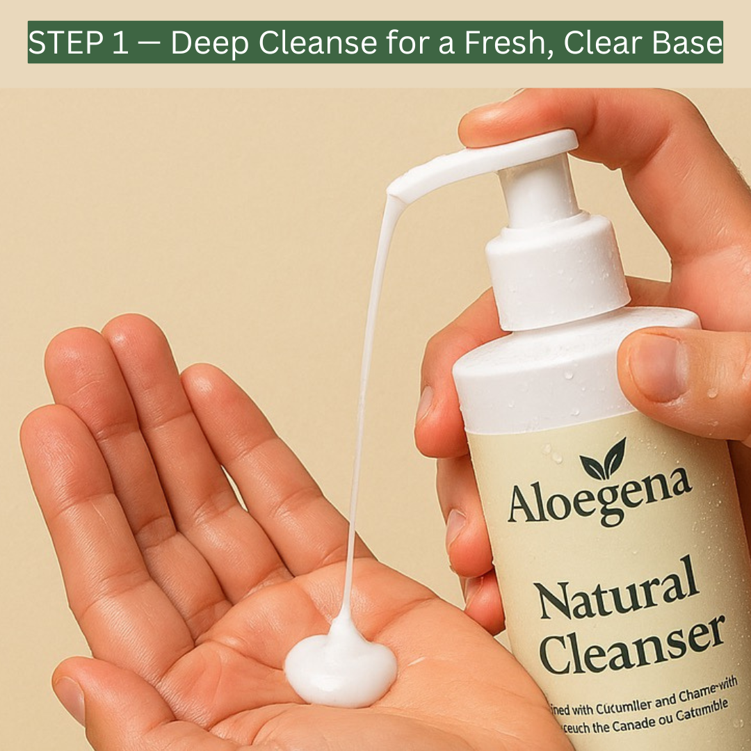 Aloegena 3-Step Natural Skincare System – Cleanser + Vitamin C Serum + Chaga Moisturizer • Sulfate-Free • Paraben-Free For Healthy, Glowing and Beautiful Skin