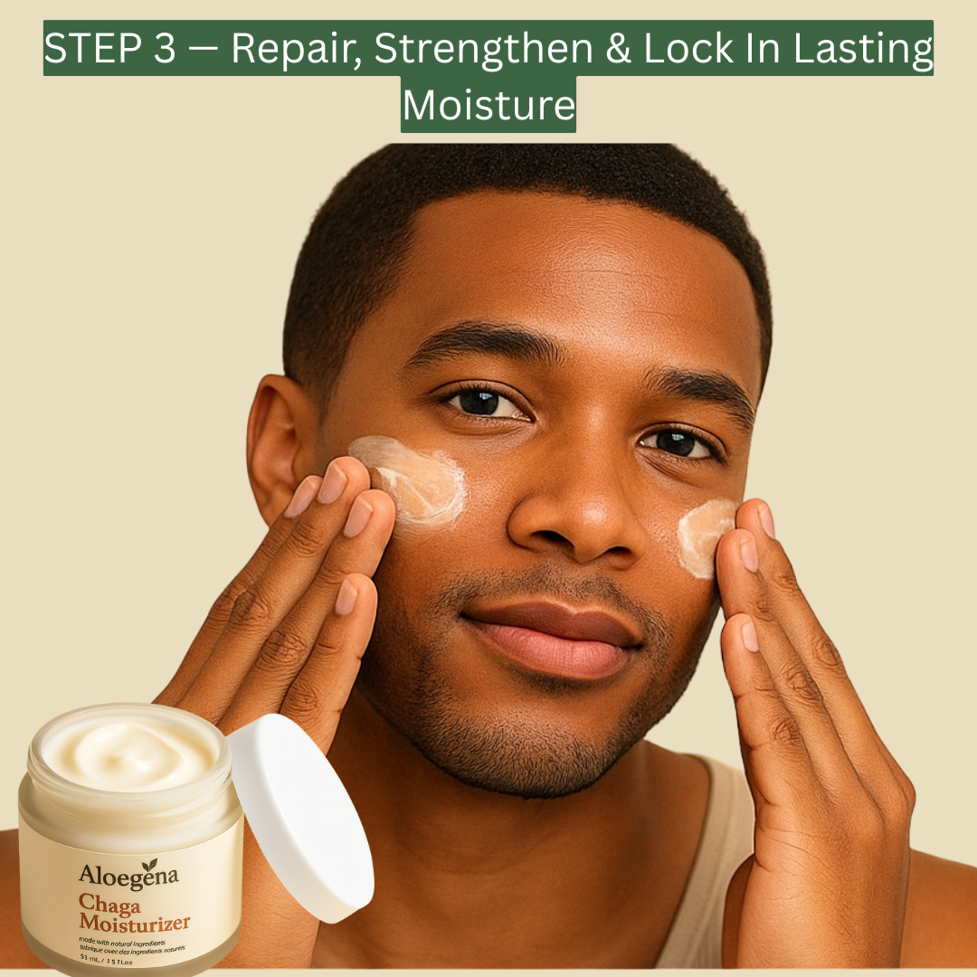 Aloegena 3-Step Natural Skincare System – Cleanser + Vitamin C Serum + Chaga Moisturizer • Sulfate-Free • Paraben-Free For Healthy, Glowing and Beautiful Skin