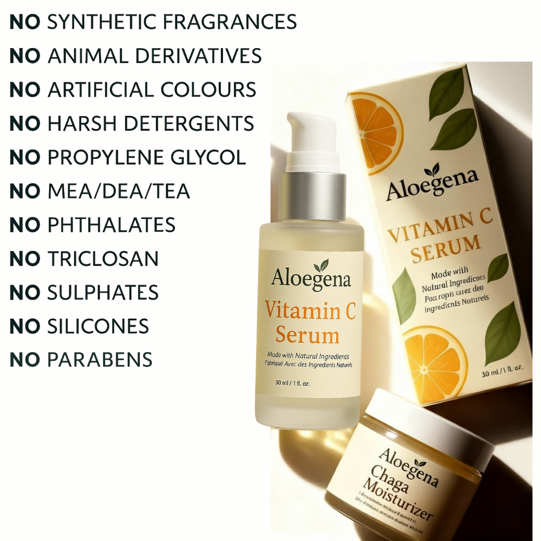 Aloegena Glow & Hydration Duo – Vitamin C Serum + Chaga Moisturizer • Natural • Sulfate-Free • Paraben-Free